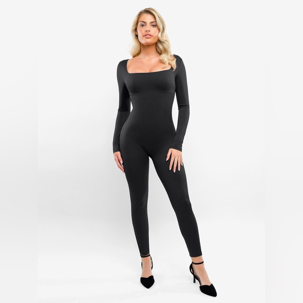 NWT Popilush Shapewear Square Neck Long Sleeve Butt Lift Jumpsuit